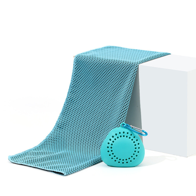 Portable Cooling Towel with Polyester Silicone Case and Carabiner
