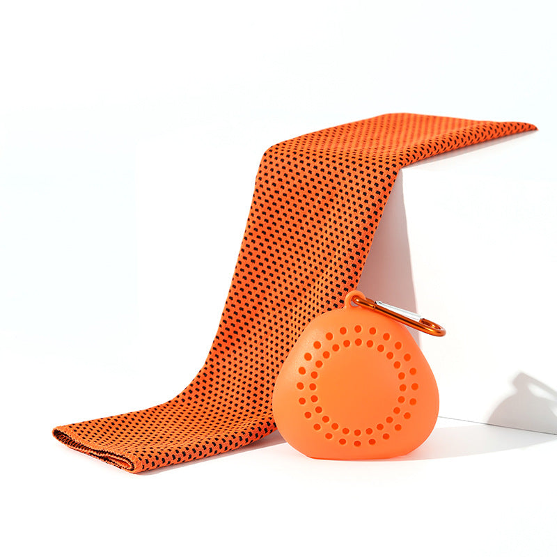 Portable Cooling Towel with Polyester Silicone Case and Carabiner