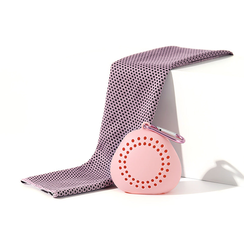 Portable Cooling Towel with Polyester Silicone Case and Carabiner