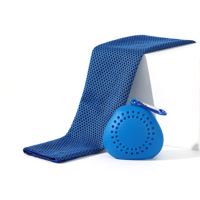 Portable Cooling Towel with Polyester Silicone Case and Carabiner