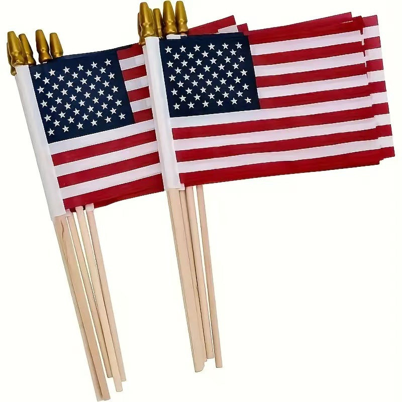 4" x 6" American Stick Flag with Spear Top, 9.8" Dowel