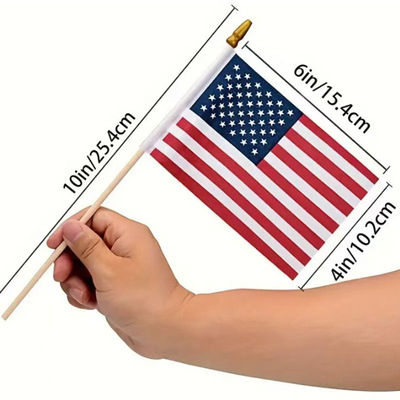 4" x 6" American Stick Flag with Spear Top, 9.8" Dowel