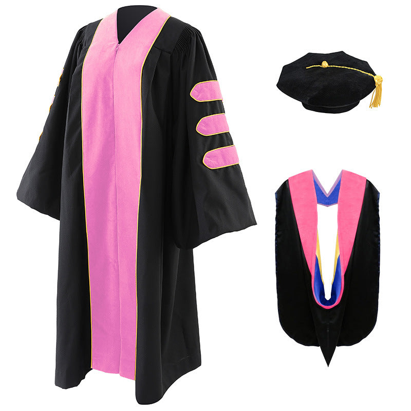 Unisex Doctoral Graduation Gown with Hood and 8-Side Tam